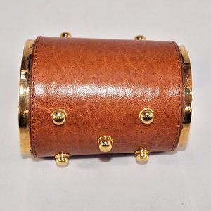 Vince Camuto X-Wide Leather Studded Cuff Bangle